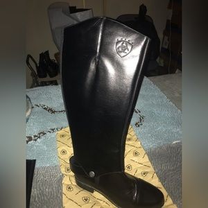 Ariat NWT Black Brazilian Leather Riding Boots & Matching Half Chaps Vintage